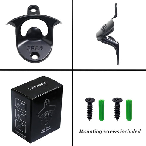 Wall Mounted Bottle Opener Black, Cheers Beer Cap Opener Post Mounted for Garage Man Cave Bar (Pack of 2)...