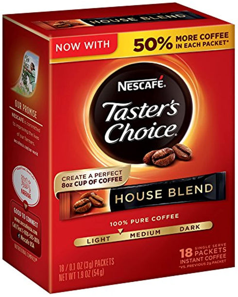 Nescafe Taster's Choice, House Blend Instant Coffee Single Serve Sticks, 18 Count...