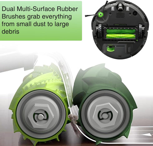 Replacement Parts for i'Robot Roomba i3 i7 E5 j7 i4 i7+ i3+ i4+ i6 i6+ i8 i8+ E6 E7, E & I & j Series Vacuum Cleaner, 2 Set Rubber Brushes & 8 HEP...