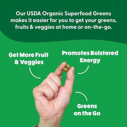 Feel Great Vitamins Super Greens Tablets | Organic Greens, Fruits and Veggies Supplement | Fruit and Veggie Supplement with Kale, Spinach Extract,...
