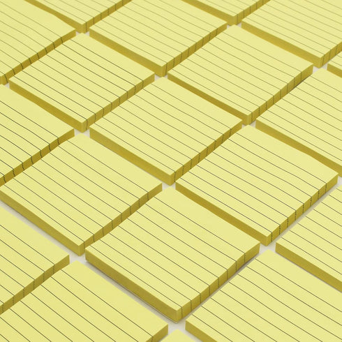 Lined Sticky Notes, 3x3 Inch, 600 Sheets Self-Stick Notes, Easy to Post for School, Office, Notebook, Pastel Yellow Color, 100 Sheets/Pad...