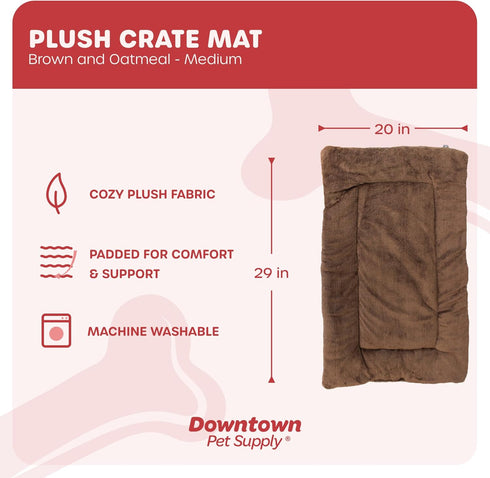 Downtown Pet Supply Medium Fleece Dog Crate Mat, Brown/Oatmeal, 29 in x 20 in...