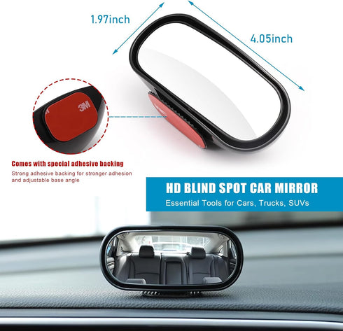 Blind Spot Car Rearview Stick on Mirror, Auto 360 ° HD Adjustable Convex Wide Angle Side Rearview Mirror, Universal Vehicle Concave Mirroraid Gadg...