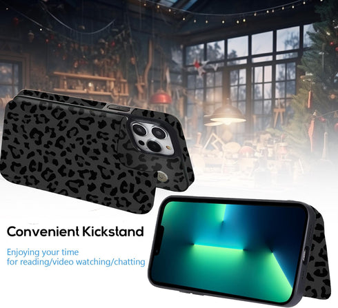 Leather Flip Case Wallet Compatible with iPhone 12 Pro/12 6.1" Card Holder Slim Sleeve Wallet with Card Slots Shockproof Protective Shell Case (Bl...