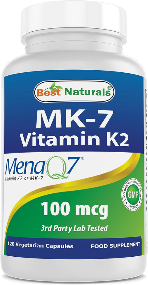 Best Naturals MK-7 Vitamin K2 100 mcg 120 Vcaps...