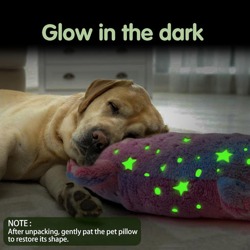 Dog Calming Pillow Glow in The Dark, Soft U-Shaped Pet Pillows for Dogs & Cats, Machine Washable, Dog Neck Pillow, Joint Relief, Better Sleep (Lar...