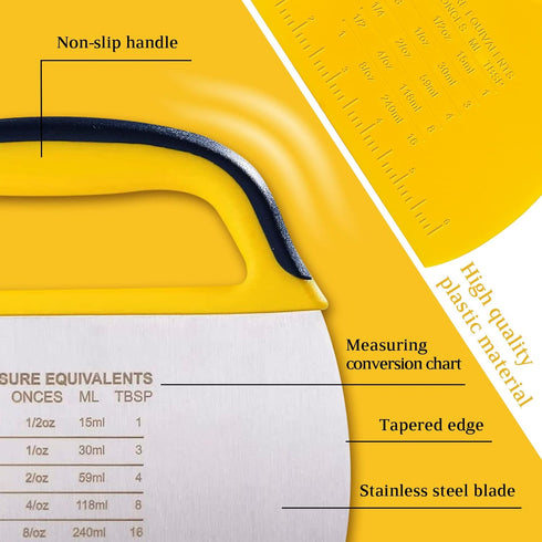 YGDZ Dough Scraper Chopper 2 Pcs, Stainless Steel Dough Cutter With Grip, Plastic Bench Scraper with Measuring Scale, Multipurpose Pizza Cutter, P...