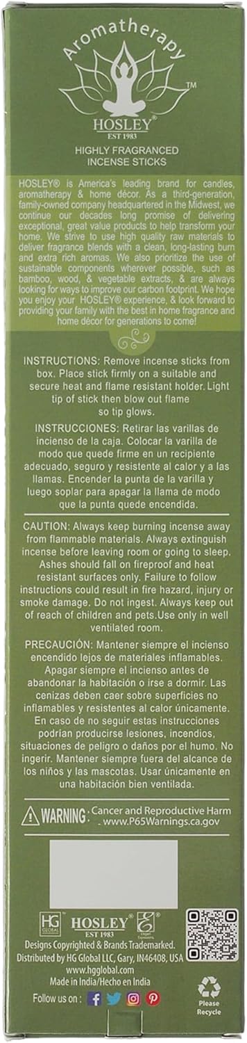 Hosley® 120-Pack Fragrance Incense Sticks for Aromatherapy and Relaxation Fresh and Zesty Scent Collection Uplifting Aromas for a Fresh and Positi...