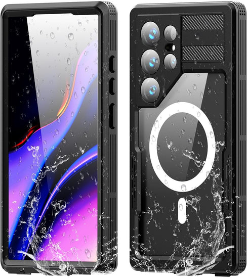 for Galaxy S24 Ultra Waterproof Case Compatible with MagSafe, Magnetic Waterproof Full Body IP68 Underwater Case Built-in Screen Protector Militar...