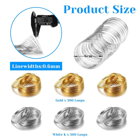 600 Loops Memory Wire for Jewelry Making Bracelets,Jewelry Wire Memory Beading Wire Steel Memory Wire Cuff Bangle Bracelet for Jewelry Making Supp...