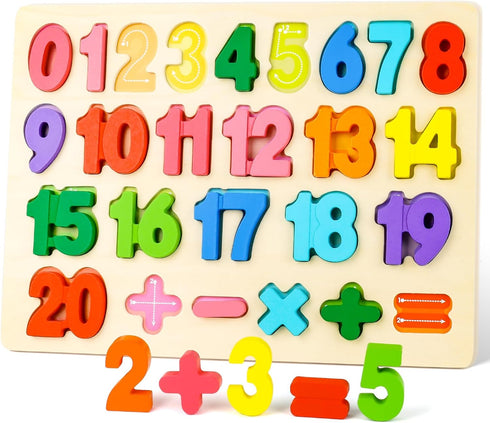 LovesTown Wooden Puzzles for Kids, Number Shape Puzzles Preschool Educational Toys Montessori Toddler Puzzles for Boys Girls...