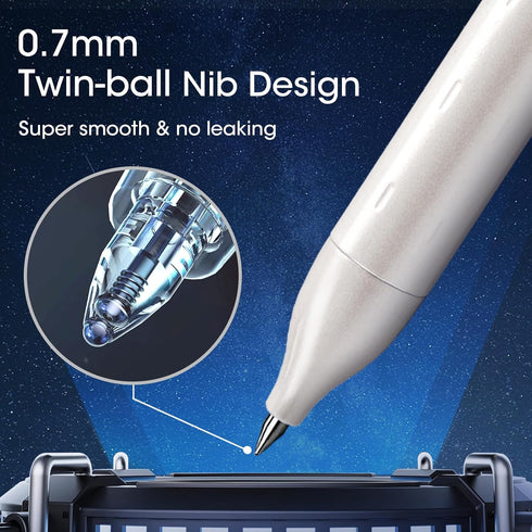 WRITECH Gel Pens Fine Point: Premium Metal Barrel Retractable 0.7mm Black Ink Pen 2ct with 2 Refills No Smear & Bleed Quick Dry Smooth Writing Sil...