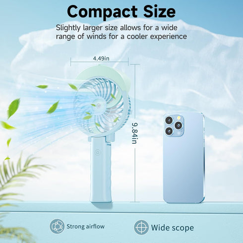 HandFan Personal Misting Fan, 55ml Large Water Tank, Poratable Handheld Rechargeable Mister Fan, Battery Operated Mist Fan, 180°Foldable, 3 Speeds...