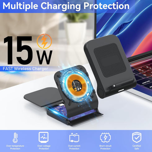 for Samsung Galaxy Z-Flip Wireless Charger: Galaxy Z Flip 6/5/4/3 Wireless Charging Stand, 15W Fast Wireless Charger for Galaxy Z Flip6/Z Flip5/Z ...