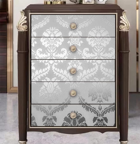 8359 Silver Damask Peel and Stick Wallpaper 17.7 in × 9.8ft Removable Self Adhesive Contact Paper Vinyl Film for Furniture Renovation and Home Dec...