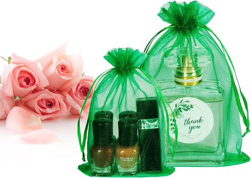 50Pcs 3x4 Inch Organza Bags with Drawstring, Green Small Mesh Gift Jewelry Candy Pouch Christmas Wedding Party Favor Bags...