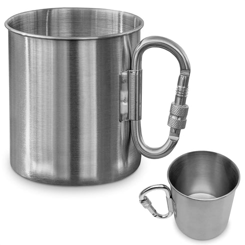 Stainless Steel Mug with Handle - Coffee Camping Mug with Carabiner Handle Portable Backpack Outdoor Cup Lightweight Camping Gear for Men - 13.5Oz...