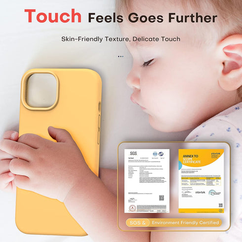 TOCOL 5 in 1 for iPhone 14 Case, with 2 Pack Screen Protector + 2 Pack Camera Lens Protector, Liquid Silicone Phone Case for iPhone 14, Orange......