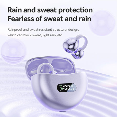 Open Ear Clip Headphones Wireless Earbuds Bluetooth 5.4 Sports Earphones Wireless Charging Case & LED Power Display Waterproof Fitness Headphones ...