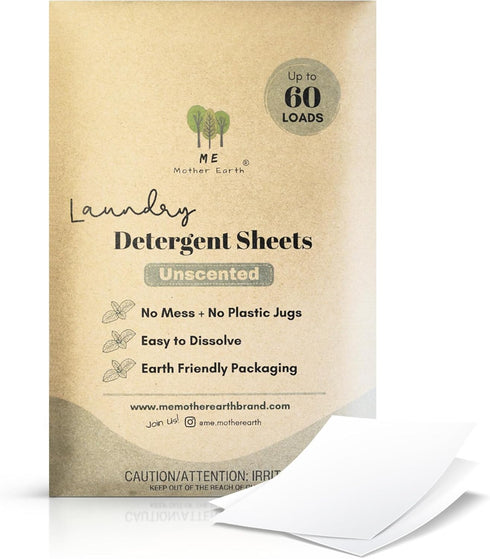 Laundry Detergent Sheets - Up to 60 Loads, Ultra-Convenient Concentrated Liquidless Sheets, Hypoallergenic, Plastic-Free & Eco-Friendly Packaging,...