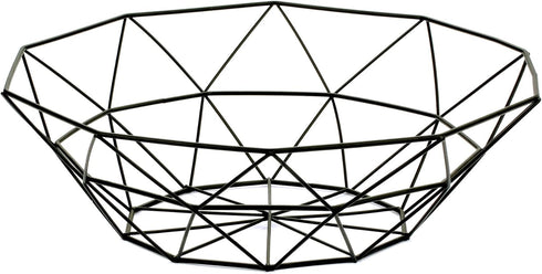 Geometric Metal Wire Fruit Bowl, Iron Arts Fruit Storage Baskets for Kitchen Counter (Black, Normal)...