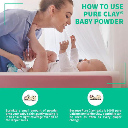 Bentonite Clay Baby Powder, Pure Calcium Bentonite Clay Food Grade Baby Powder for Sensitive Skin, Travel Size Baby Powder, Gentle Baby Skin Care...