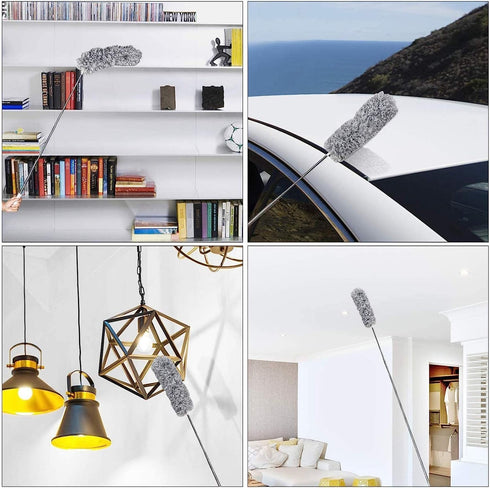 DELUX Microfiber Feather Duster Extendable Duster with 100 inches Extra Long Pole, Bendable Head & Long Handle Dusters for Cleaning Ceiling Fan, H...