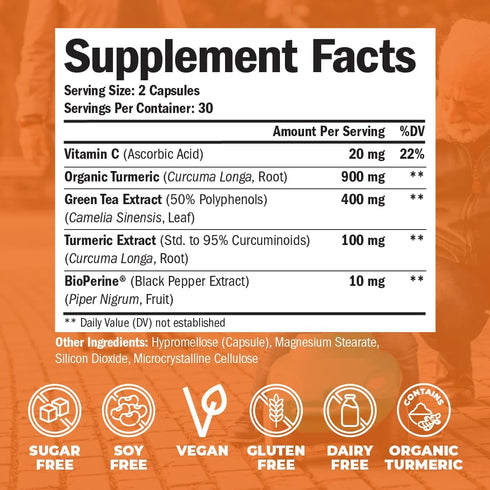 Green Tea Extract Capsules - Green Tea Supplement with Organic Turmeric Curcumin, Black Pepper & Vitamin C for Joint Health, Antioxidant Support &...