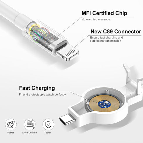 ???????? ???????????????? for Apple Watch Charger,2 in 1 iPhone and iWatch Wireless Magnetic Fast Charging,Long USB C to Lightning Cable 6FT for A...