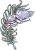 Zeepoffine 4.33" Rhinestone Crystal Peacock Feather Brooch Pin Pendant BZ5038 (Gold-Tone Multicolor)...