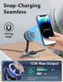Magnetic Wireless Charger Stand for Mag-Safe Charger, Foldable 15W Fast Wireless Charging Station, 2-in-1 Charging Stand Dock for Apple iPhone 15/...