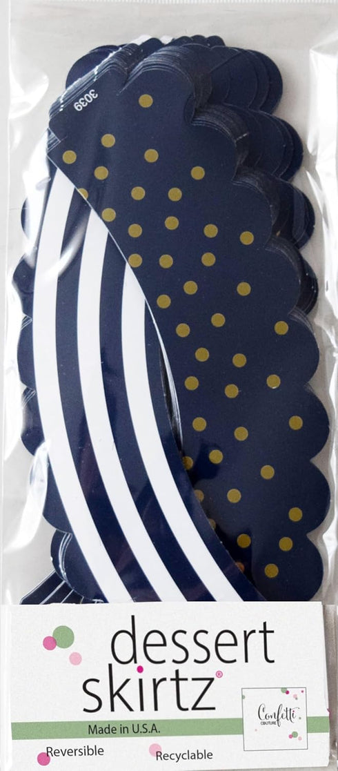 Navy Blue and Gold Cupcake Wrappers - Reversible Party Decoration Supplies, Sailor Theme, Nautical Baby Shower, Military Retirement, Police Birthd...
