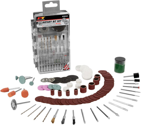 Performance Tool W9042 89pc Rotary Bit Set for Precision Drilling and Polishing in Metalworking and Woodworking Applications...