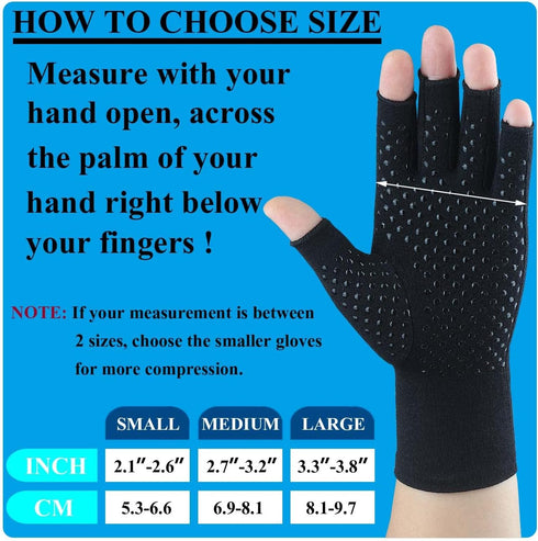 2 Pairs Arthritis Gloves for Pain Relief, Compression Gloves for Arthritis, Carpal Tunnel, Osteoarthritis, Joint, Typing, Driving, Fingerless Hand...