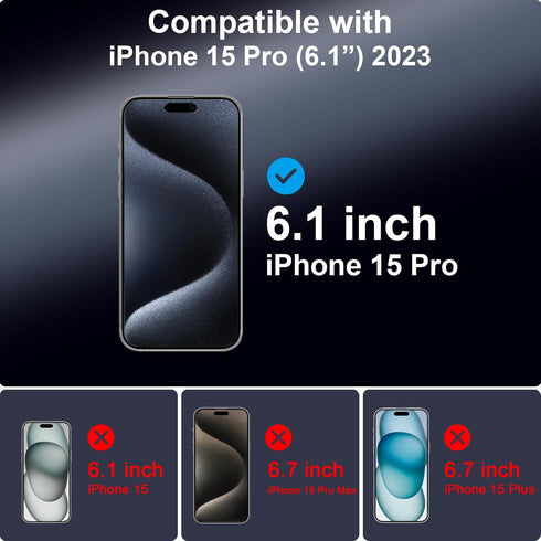 Privacy Screen Protector for iPhone 15 Pro Tempered Glass Film, Full Coverage Edge to Edge, Anti Spy Private, 9H Hardness, 2 Pack, 6.1 Inch...