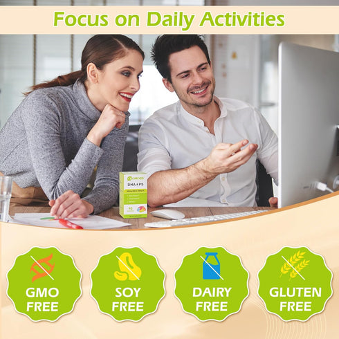 DHA & Omega Softgels for Adults, with Phosphatidylserine, Walnut Oil & Omega-3, Supports Healthy Brain Function, Vision and Memory, Gluten Free, N...