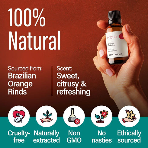 H’ana Sweet Orange Essential Oil for Diffuser - 100% Natural Sweet Orange Essential Oils for Skin Use - Sweet Orange Oil Essential Oil for Aromath...