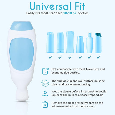 Squeezi 2 Unit Pack (Bright White) Wall Mounted Shower Dispenser and Organizer for Shampoo and Soap Bottles, Silicone Chamber...
