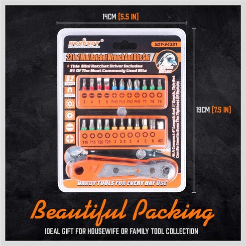 SEDY 21-Piece Mini Ratchet Driver Set, Orange, S2 Alloy Steel...
