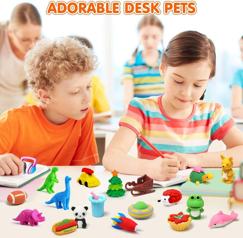 40 Pcs Animal Erasers Desk Pet for Kids 3D Puzzle Pencil Eraser Treasure Box Toy for Classroom School Prize Kids Party Favors Back to School Suppl...