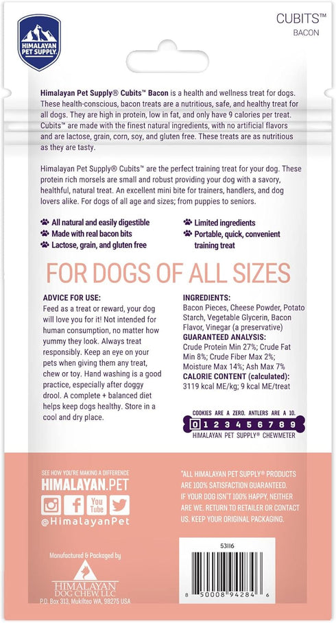 Himalayan Pet Supply Cubits with Bacon | Natural Training Treat | No Crumbs - No Sticky Mess | Gluten - Lactose - Soy - Grain Free | 3.5 oz per Po...