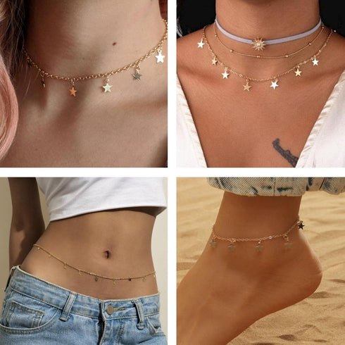 YOUBEIYEE 16.4 Feet Star Link Chain for Jewelry Making Women Necklace Chain Roll, Gold Plated Cable Chains Bulk with Jump Rings and Lobster Clasps...
