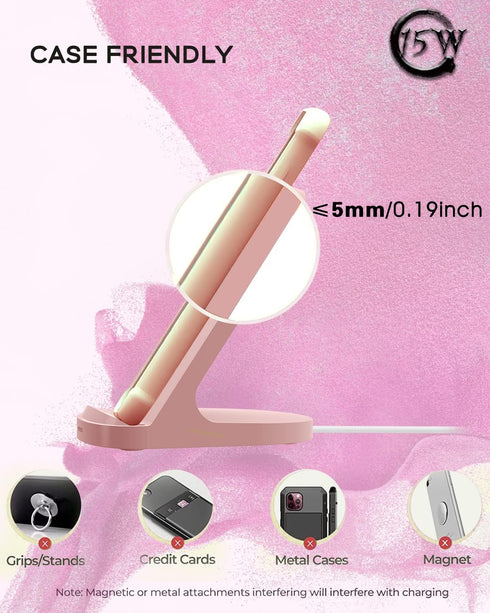 YW YUWISS 15W Fast Wireless Charger Wireless Phone Charger Stand Compatible with Apple iPhone 14 13 12/12 Pro Max/ 11Pro/11Pro Max, Compatible wit...