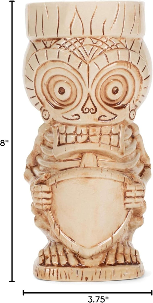 Skull Tiki Polynesian Bone Cream 0.75 Liter Glossy Ceramic Stoneware Mug...