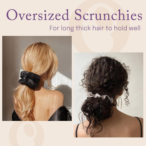 OLESILK Silk Scrunchies Oversized 100% Mulberry - Large for Women Thick Curly Hair Care, Smooth Hair-Ties No Damage for Sleep...
