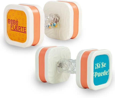 BEBE FUERTE Twist & Shake Dumbbell by Robin Arzon - Bilingual Toddler Sensory Toys - Baby Workout Toys - Baby and Toddler Gifts for Ages 3 Months ...