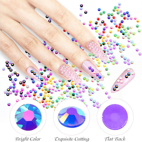 9000pcs Flatback Rhinestones, ZYNERY 15 Mixed Color Flat Back Gems Round Shape Crystals Rhinestones for Crafts Nail Face Art Shoes Diamond Paintin...