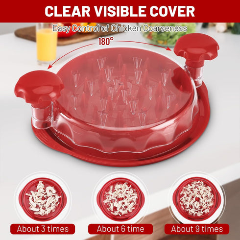 Chicken Shredder, Large Chicken Breast Shredder Tool Twist, Visible Meat Shredder, Wave Design Transparent Lid, Anti-Slip, Ergonomic Handle, Dishw...