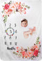 Baby Monthly Milestone Blanket for Boy Girl Soft Floral Memory Blanket Newborn Growth Chart Milestone Blanket Cute Photo Background Blanket with W...