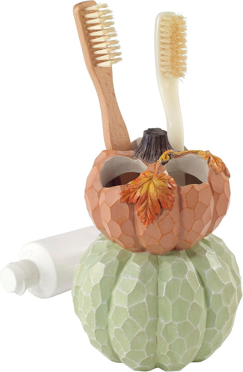 Avanti Linens - Toothbrush Holder, Pumpkin Design Countertop Accessories, Fall Inspired Home Decor (Grateful Patch Collection)...